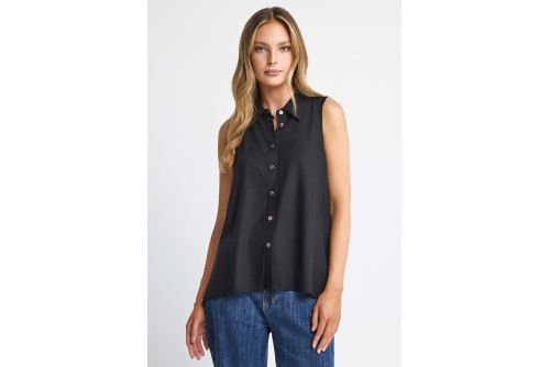 Funky Buddha Viscose Πουκάμισο Αμάνικο Γυναικείο (FBL013-101-05-BLACK)