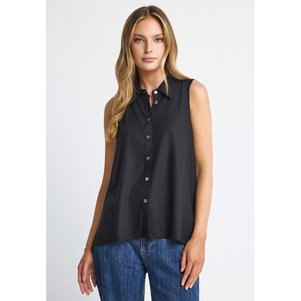 Funky Buddha Viscose Πουκάμισο Αμάνικο Γυναικείο (FBL013-101-05-BLACK)