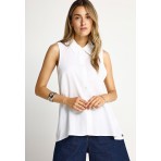 Funky Buddha Γυναικείο Αμάνικο Casual Πουκάμισο Λευκό