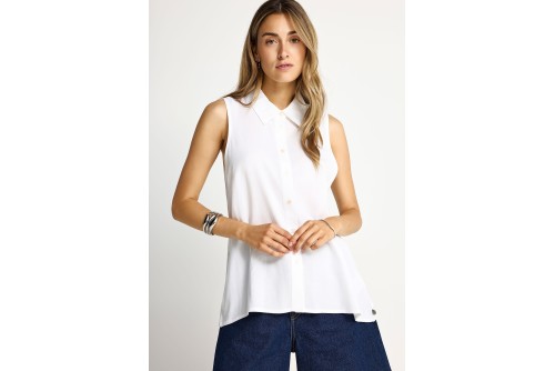 Funky Buddha Viscose Πουκάμισο Αμάνικο Γυναικείο (FBL013-101-05-WHITE)