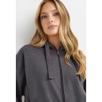 Funky Buddha Γυναικεία Βαμβακερή Ζακέτα με Κουκούλα Ανθρακί