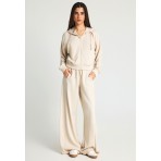 Funky Buddha Γυναικεία Βαμβακερή Ζακέτα με Κουκούλα Εκρού