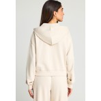 Funky Buddha Γυναικεία Βαμβακερή Ζακέτα με Κουκούλα Εκρού