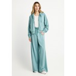 Funky Buddha Γυναικεία Βαμβακερή Ζακέτα με Κουκούλα Σιέλ