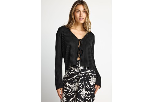 Funky Buddha Rib Ζακέτα Πλεκτή Γυναικεία (FBL013-101-07-BLACK)