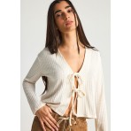 Funky Buddha Γυναικεία Μακρυμάνικη Μπλούζα Εκρού