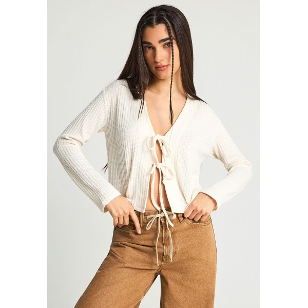 Funky Buddha Rib Ζακέτα Πλεκτή Γυναικεία (FBL013-101-07-CHALK)