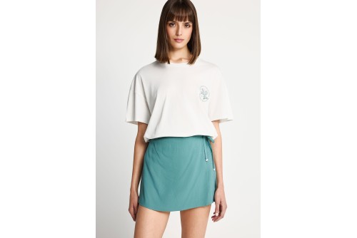 Funky Buddha Side Tie Φούστα Mini Γυναικεία (FBL013-101-14-GREEN-LAKE)