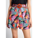 Funky Buddha Floral Γυναικείο Σορτς με Ζώνη Πολύχρωμο