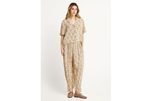 Funky Buddha Casual Πουκάμισο Κοντομάνικο Γυναικείο (FBL013-102-05-CLOUD-CREAM)