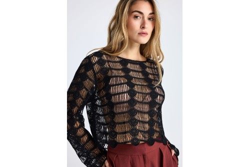Funky Buddha Μπλούζα Πλεκτή Γυναικεία (FBL013-102-07-BLACK)