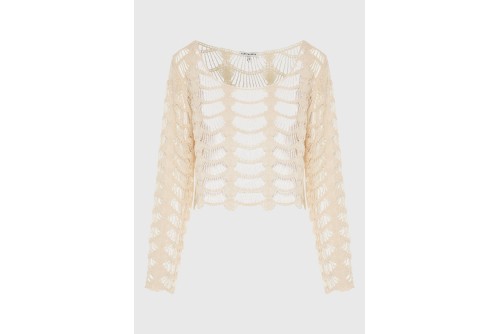 Funky Buddha Loose Μπλούζα Πλεκτή Γυναικεία (FBL013-102-07-CHALK)