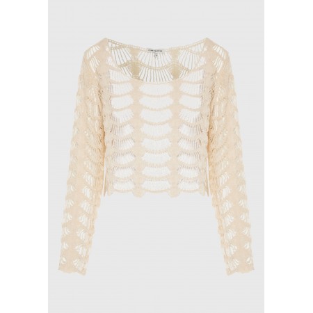 Funky Buddha Γυναικεία Μακρυμάνικη Μπλούζα Μπεζ