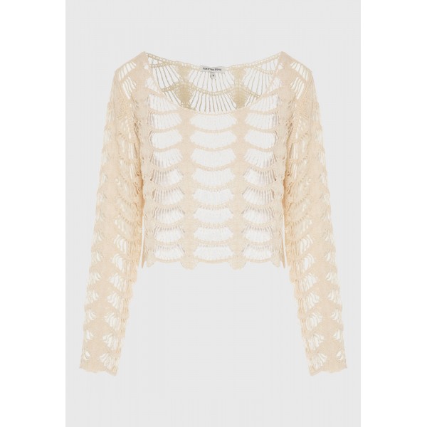 Funky Buddha Loose Μπλούζα Πλεκτή Γυναικεία (FBL013-102-07-CHALK)