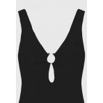 Funky Buddha Towel Pattern Γυναικείο Ολόσωμο Μαγιό Μαύρο