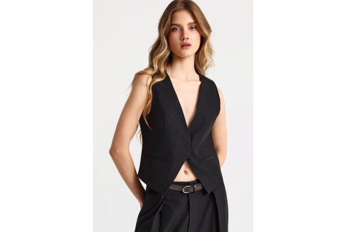 Funky Buddha Γιλέκο Γυναικείο (FBL013-103-01-BLACK)