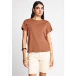 Funky Buddha The Basics Collection Γυναικείο Κοντομάνικο T-Shirt Καφέ