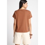 Funky Buddha The Basics Collection Γυναικείο Κοντομάνικο T-Shirt Καφέ