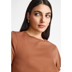 Funky Buddha The Basics Collection Γυναικείο Κοντομάνικο T-Shirt Καφέ