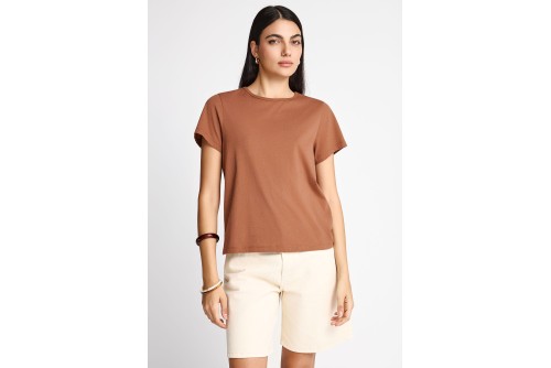 Funky Buddha The Basics Collection T-Shirt Γυναικείο (FBL013-103-04-CAPPUCCINO)