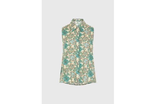 Funky Buddha Floral Πουκάμισο Αμάνικο Γυναικείο (FBL013-103-05-BLUE-HEAVEN)