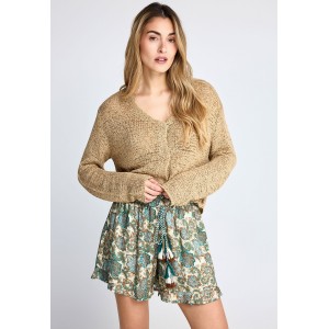 Funky Buddha Short Woven Ζακέτα Πλεκτή Γυναικεία (FBL013-103-07-GREEN-MOSS)