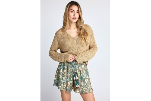 Funky Buddha Short Woven Ζακέτα Πλεκτή Γυναικεία (FBL013-103-07-GREEN-MOSS)
