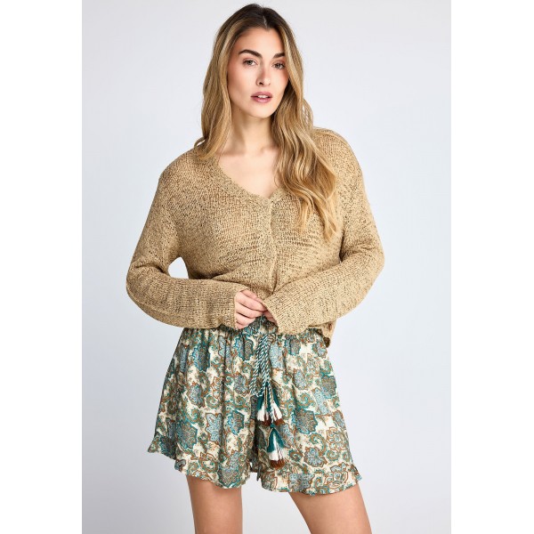 Funky Buddha Short Woven Ζακέτα Πλεκτή Γυναικεία (FBL013-103-07-GREEN-MOSS)