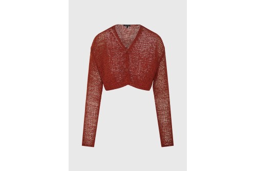 Funky Buddha Short Woven Ζακέτα Πλεκτή Γυναικεία (FBL013-103-07-ORANGE-RUST)