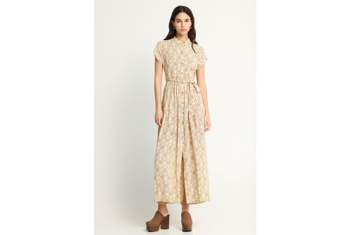 Funky Buddha Side Slit Φόρεμα Maxi Γυναικείο (FBL013-103-13-CLOUD-CREAM)