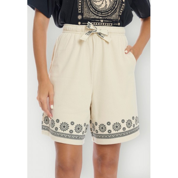 Funky Buddha Embroidery Σορτς Αθλητικό Γυναικείο (FBL013-104-03-CLOUD-CREAM)