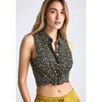 Funky Buddha Γυναικείο Casual Αμάνικο Πουκάμισο Μαύρο, Κίτρινο