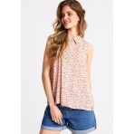 Funky Buddha Γυναικείο Casual Αμάνικο Πουκάμισο Σομόν, Ροζ