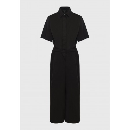 Funky Buddha Lyocell Γυναικεία Ολόσωμη Φόρμα με Γιακά Μαύρη