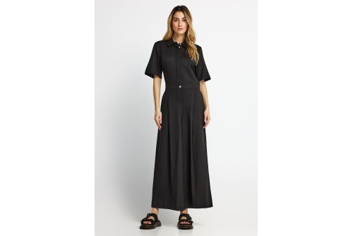 Funky Buddha Lyocell Ολόσωμη Φόρμα Με Γιακά Γυναικεία (FBL013-104-12-BLACK)