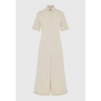 Funky Buddha Lyocell Γυναικεία Ολόσωμη Φόρμα με Γιακά Εκρού