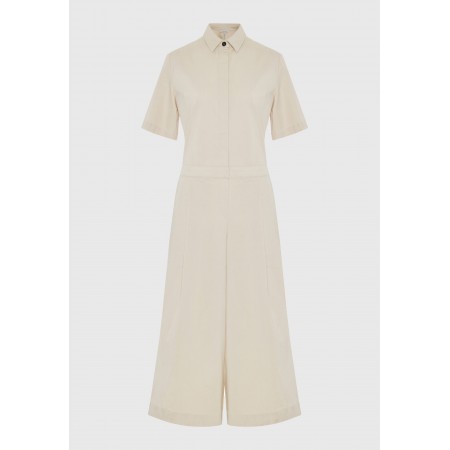 Funky Buddha Lyocell Γυναικεία Ολόσωμη Φόρμα με Γιακά Εκρού