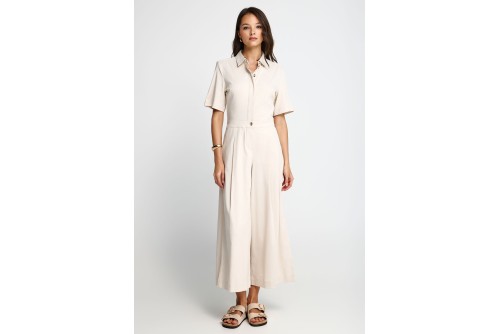 Funky Buddha Lyocell Ολόσωμη Φόρμα Με Γιακά Γυναικεία (FBL013-104-12-CLOUD-CREAM)