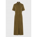 Funky Buddha Lyocell Γυναικεία Ολόσωμη Φόρμα με Γιακά Καφέ