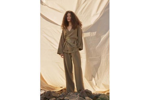 Funky Buddha Striped Κιμονό Γυναικείο (FBL013-105-01-DUSTY-OLIVE)
