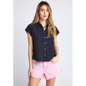 Funky Buddha Floral Πουκάμισο Κοντομάνικο Γυναικείο (FBL013-105-05-NAVY)