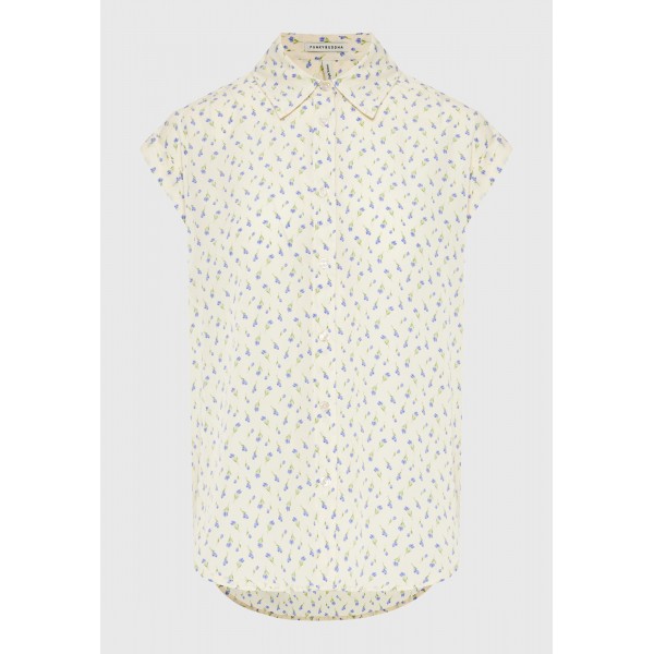 Funky Buddha Floral Πουκάμισο Κοντομάνικο Γυναικείο (FBL013-105-05-OFF-WHITE)