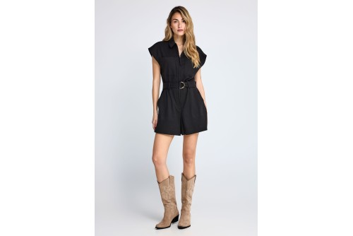 Funky Buddha Zippered Ολόσωμο Σορτς Γυναικείο (FBL013-105-12-BLACK)