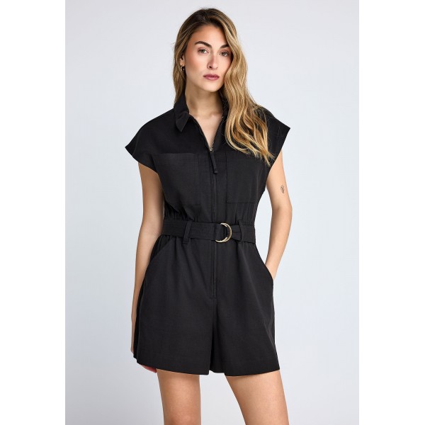 Funky Buddha Zippered Ολόσωμο Σορτς Γυναικείο (FBL013-105-12-BLACK)