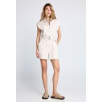 Funky Buddha Zippered Ολόσωμο Σορτς Γυναικείο (FBL013-105-12-CLOUD-CREAM)