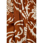 Funky Buddha All Over Printed Γυναικεία Φούστα Μidi Καφέ, Εκρού