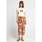 Funky Buddha All Over Printed Γυναικεία Φούστα Μidi Καφέ, Εκρού