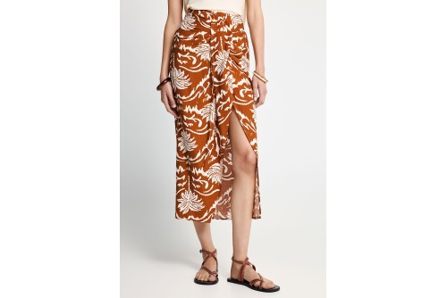 Funky Buddha All Over Printed Φούστα Μidi Γυναικεία (FBL013-105-14-SPICY-PUMPKIN)