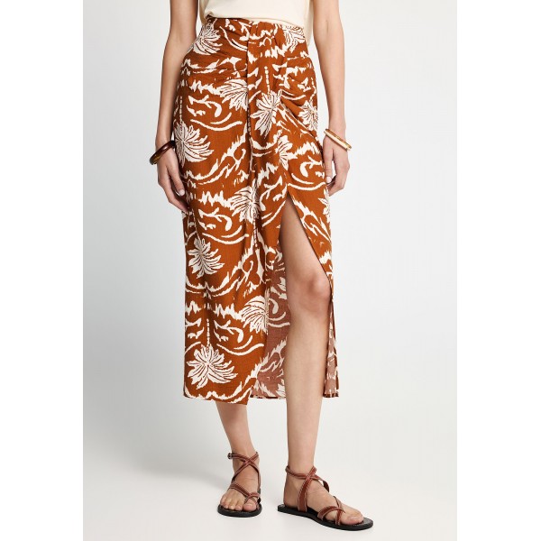 Funky Buddha All Over Printed Φούστα Μidi Γυναικεία (FBL013-105-14-SPICY-PUMPKIN)