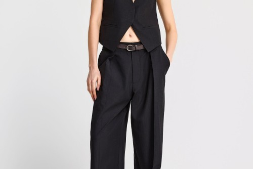 Funky Buddha Casual Wide Leg Παντελόνα Γυναικεία (FBL013-106-02-BLACK)